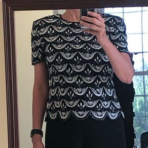 Black top w/silver embroidery/black sequins